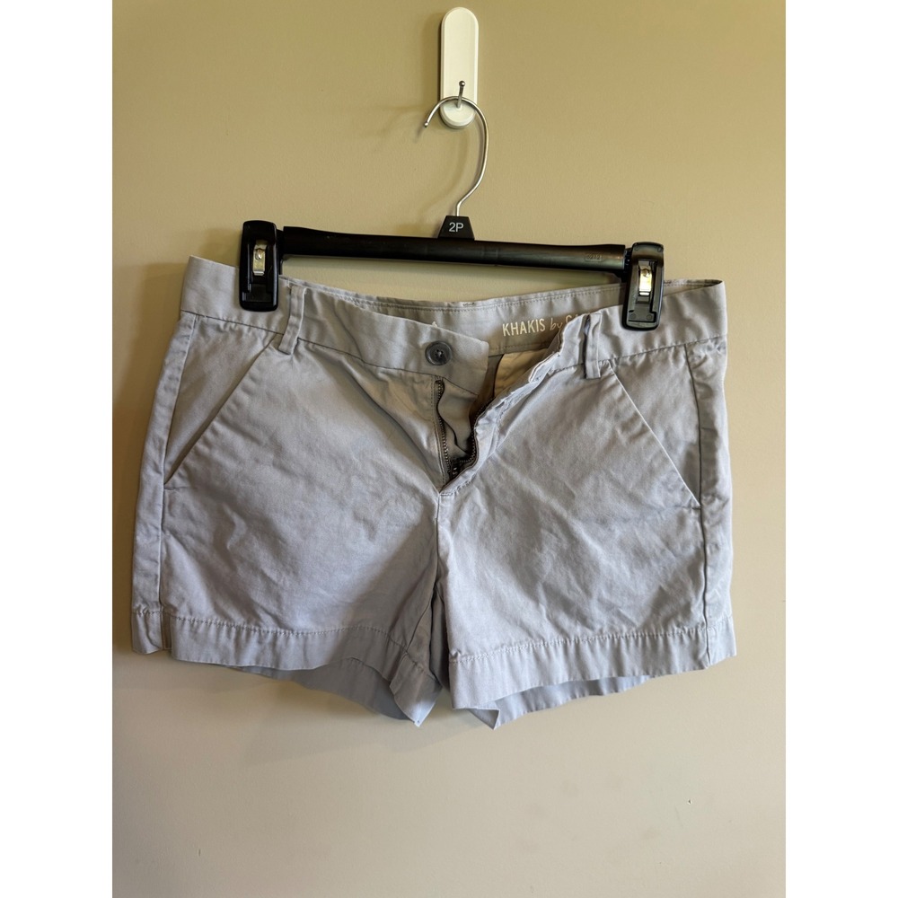 GAP Sunkissed Shorts Women's Light Gray Khakis Flat Front Cotton Blend‎ Size 0